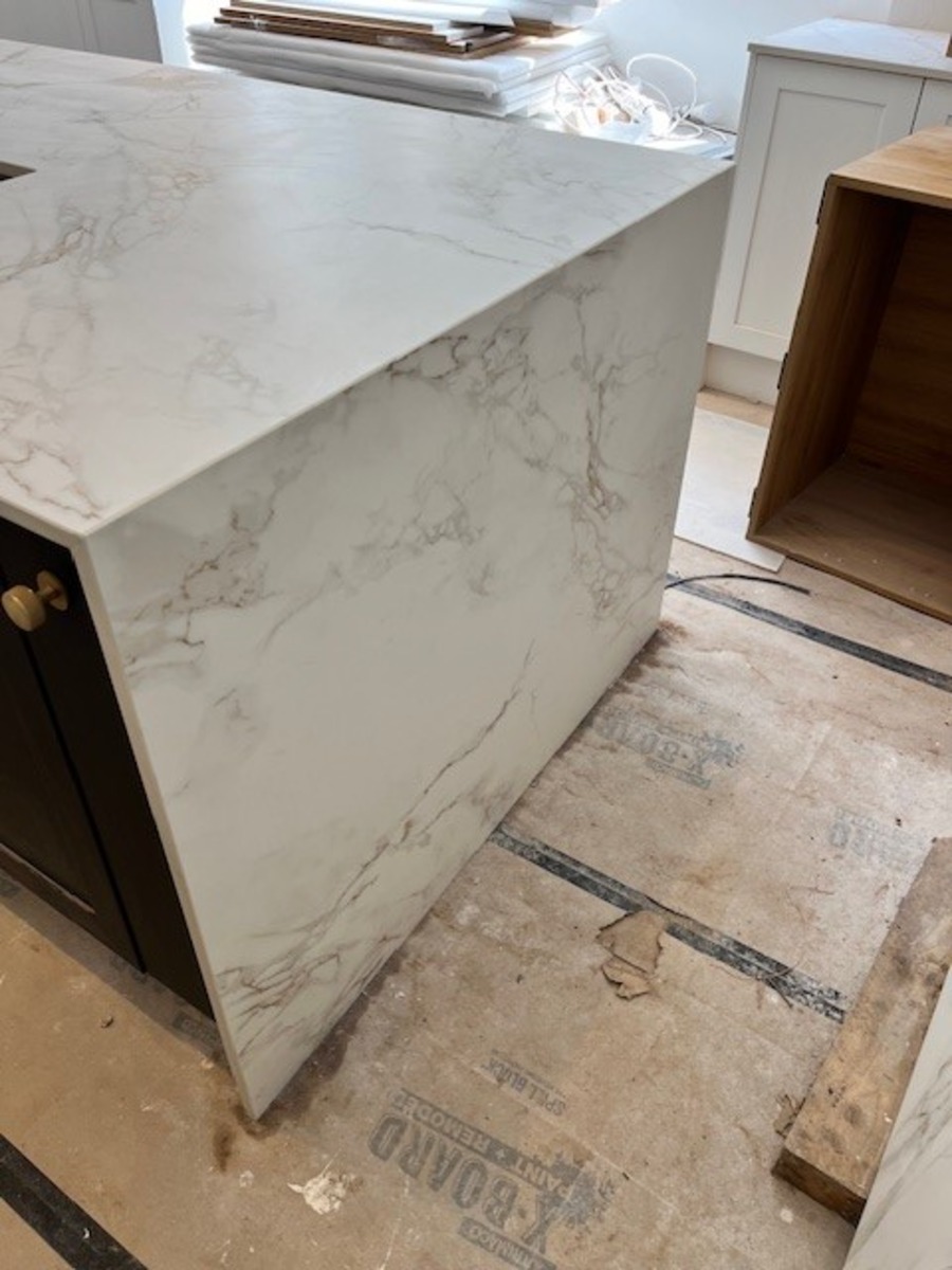 Dekton Ento Island with a mitred waterfall edge installed in Bury Lancashire